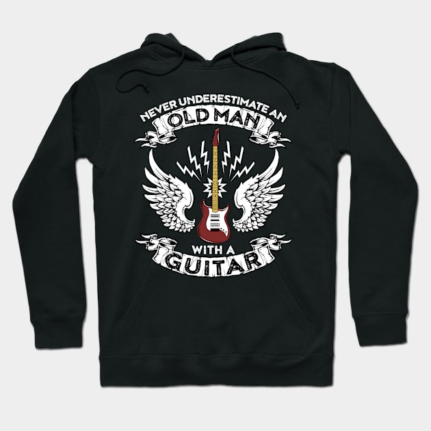 Old Man Guitar Funny Retirement Gift Hoodie by CatRobot